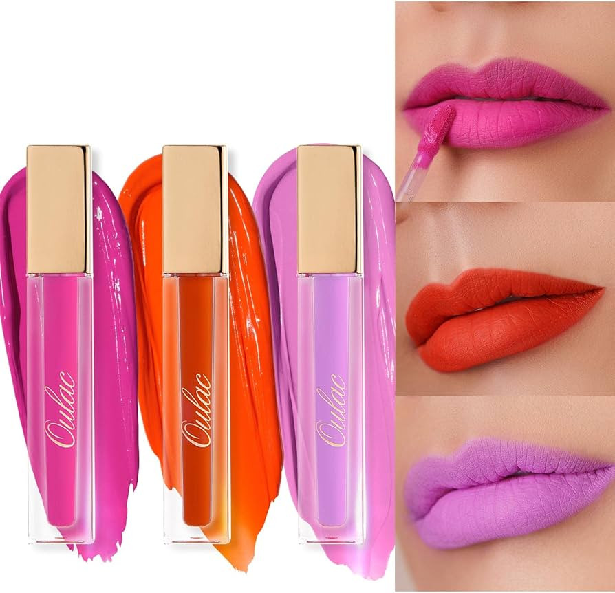 Oulac Pink Matte Lipstick Set for Women，Purple, Orange Lip Stain Long Lasting Waterproof, No Tr... | Amazon (US)