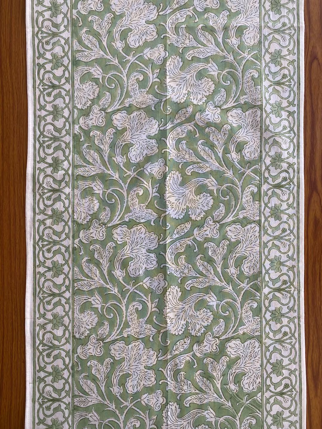 Sage Green and White Indian Floral Hand Block Printed Pure - Etsy | Etsy (US)