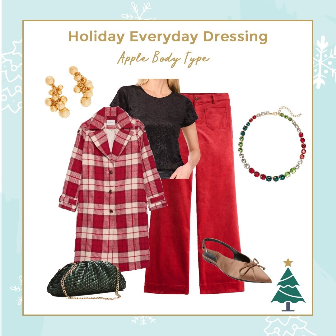 Be holiday ready with this outfit idea for Apple Body Types 🎄❤️🎄 and shop my complete FREE Holiday Fashion Guide here:  https://members.adoreyourwardrobe.com/holiday/2025-holiday-guide/

#LTKHoliday #LTKSeasonal #LTKCyberWeek