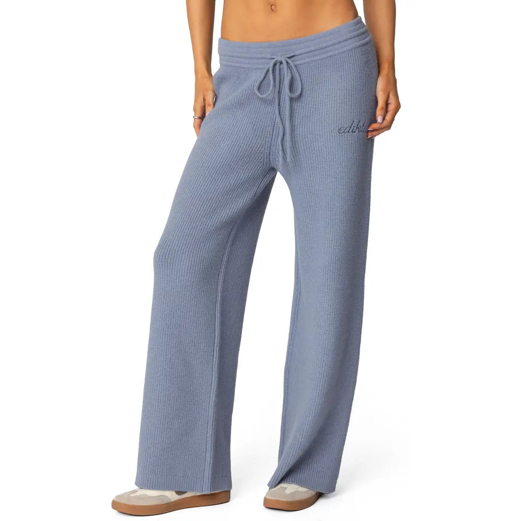 EDIKTED Kris Ribbed Sweatpants in Blue at Nordstrom, Size Large | Nordstrom