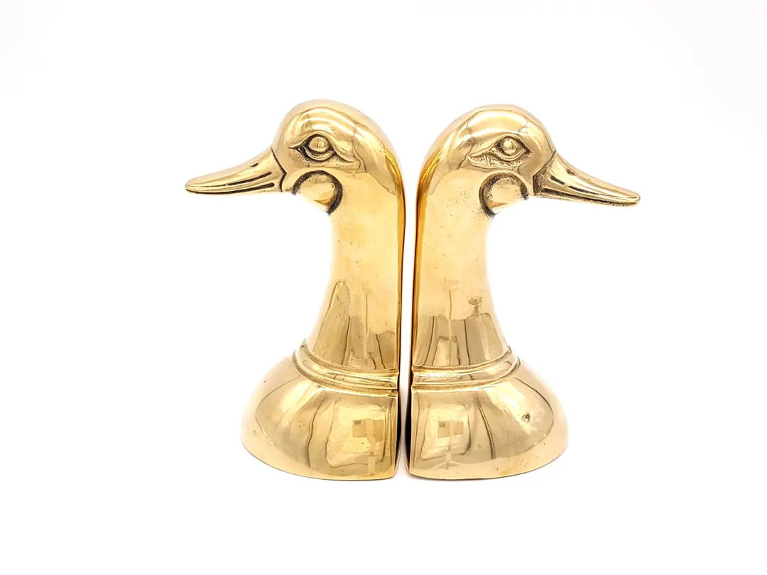 Vintage Brass Duck Bookends, Brass Bookend, Gold Ducks, Vintage Bookshelf Decor Library Decor, MC... | Etsy (US)