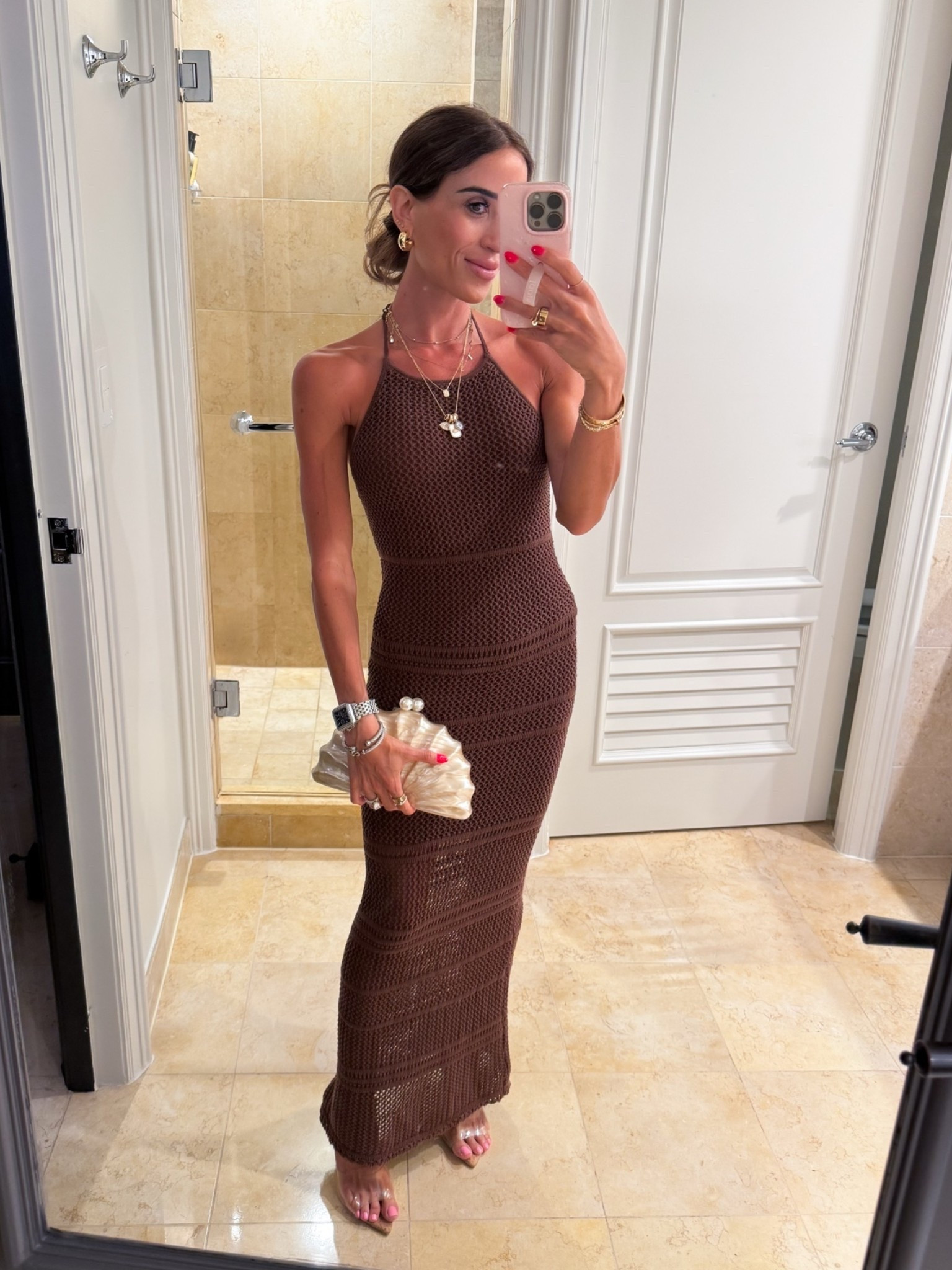 Brown crochet maxi dress I love so much is on super sale! Wearing xxs petite

#LTKPetite #LTKSaleAlert