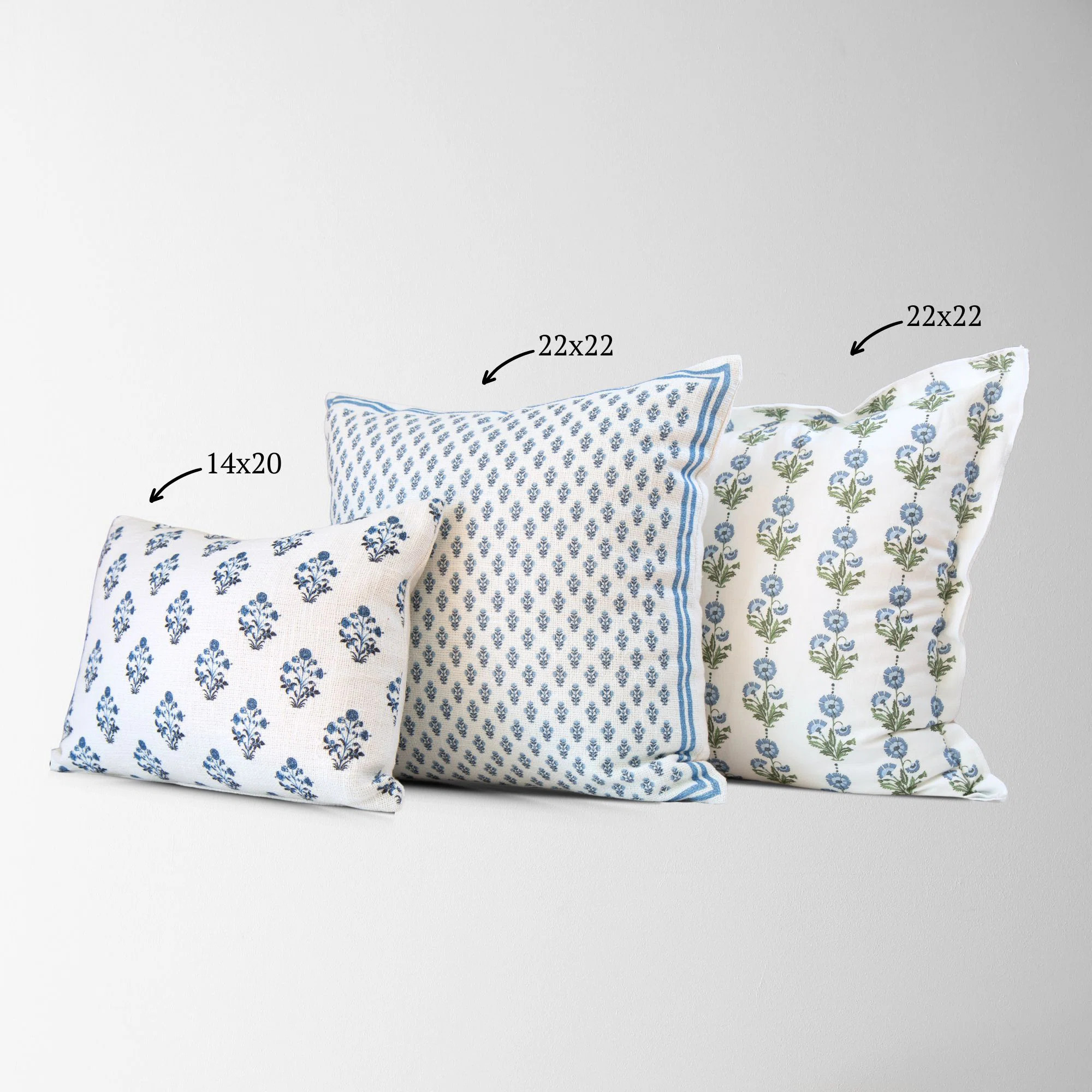 Celeste Mughal Flower Pillow Cover in Blue - 3 Piece Set (Set of 3) | Wayfair North America