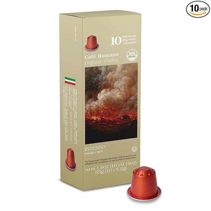 Organic USDA Café Romano Coffee Aluminum Espresso Pods For Nespresso Origninal Machine 100 Pack ... | Amazon (US)