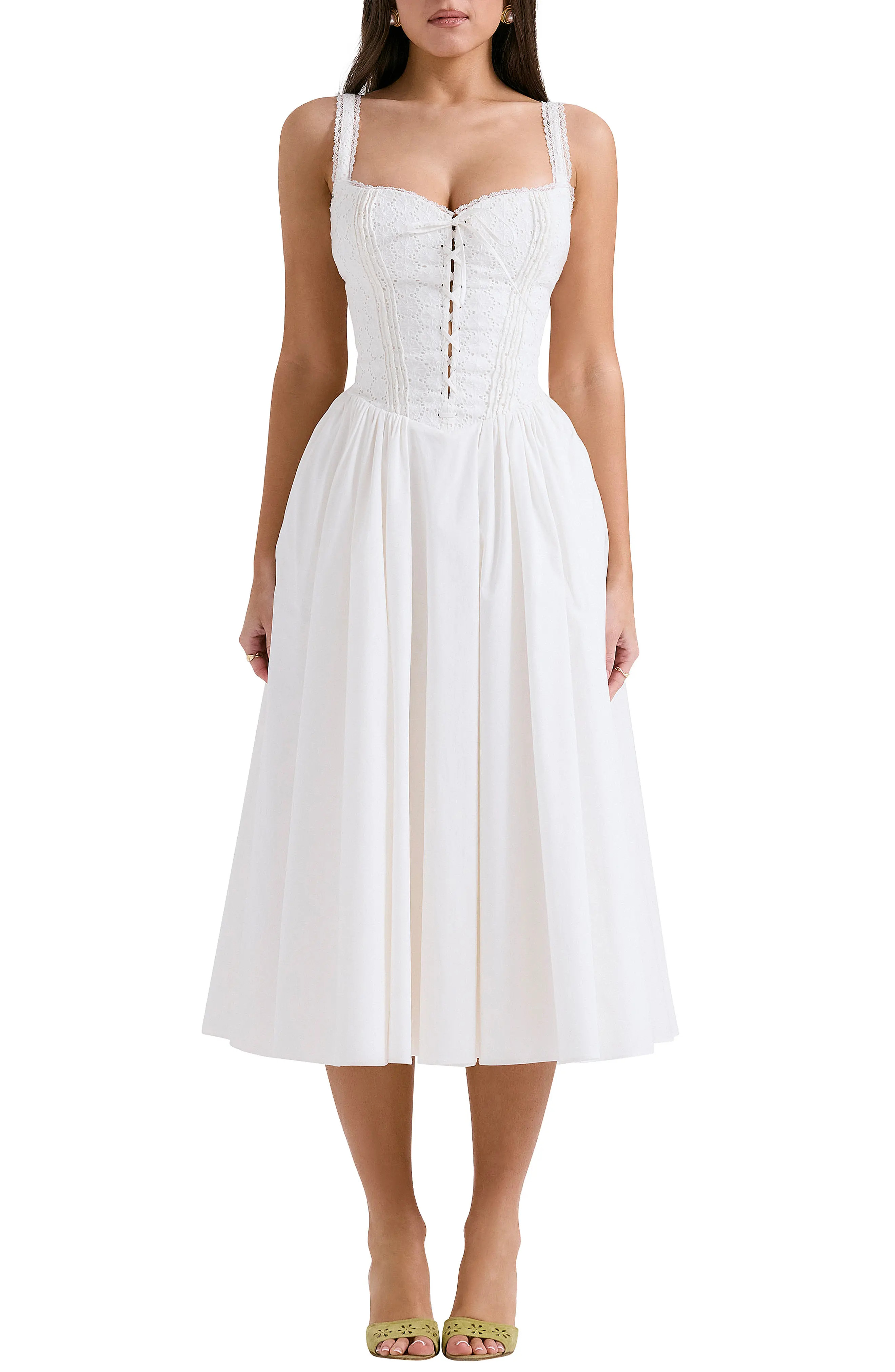 Milia Lace Up Corset Midi Dress (Women) | Nordstrom | Nordstrom