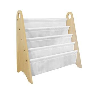 Wildkin Modern 24 in. Natural with White 4 Sling Bookshelf, Natural/White | The Home Depot