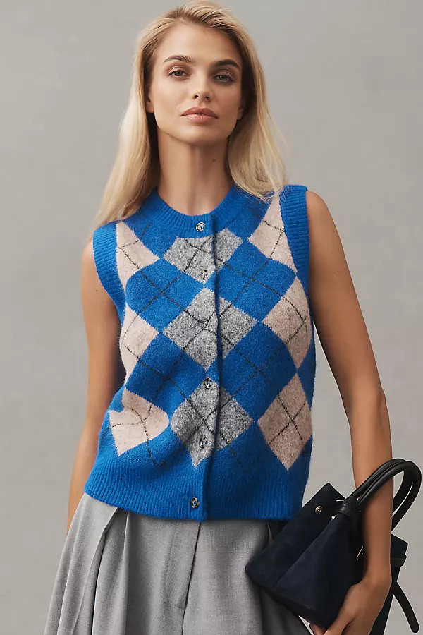Aggie Argyle Knit Vest | Anthropologie (US)