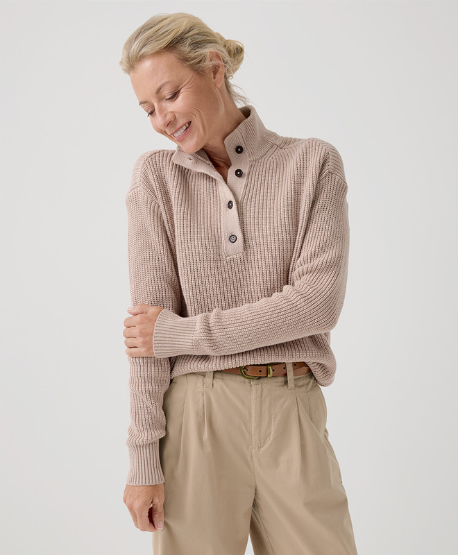 Women’s Luxe Knit Henley Sweater made with Organic Cotton | Pact | Pact Apparel