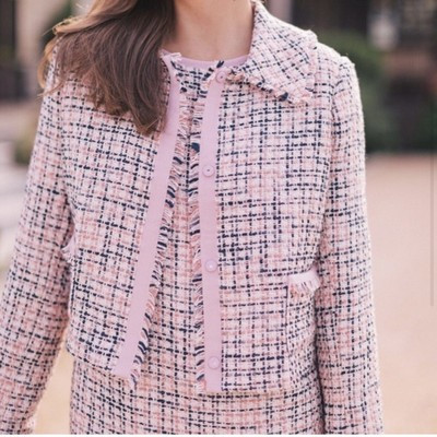 Gal Meets Glam Annika Tweed Jacket Blazer Pink White Navy Size 6  | eBay | eBay US