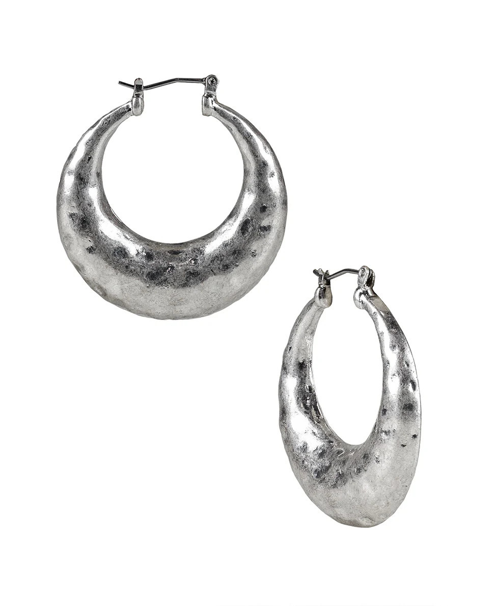 Hammered Hoop Earrings - Hammered Silver Ox | Patricia Nash Designs