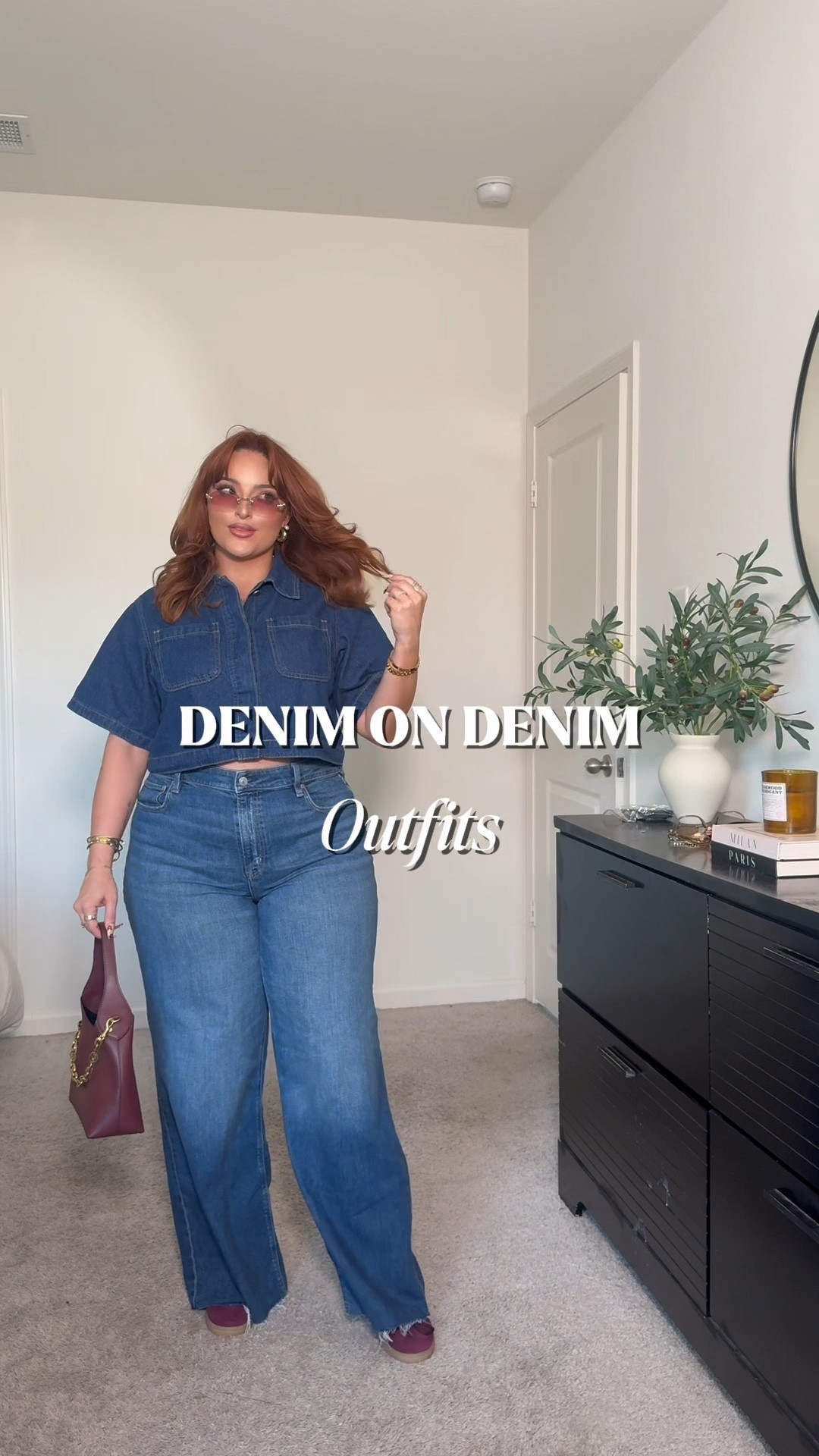 Denim on denim outfits | denim sale | fall outfits 

Outfit 1
Jeans: 16 long 
Jacket: L 

Outfit 2
Jeans: 16 regular
Tank top: XL 
Denim top: XL 

Outfit 3
Jeans: 16 long
Top: L 
Adidas sneakers run big size down 
