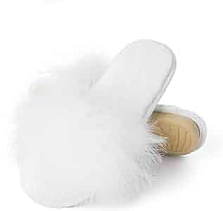 Fur Story Women's Furry Slippers Open Toe Fuzzy Slippers Memory Foam Fluffy House Slippers | Amazon (US)