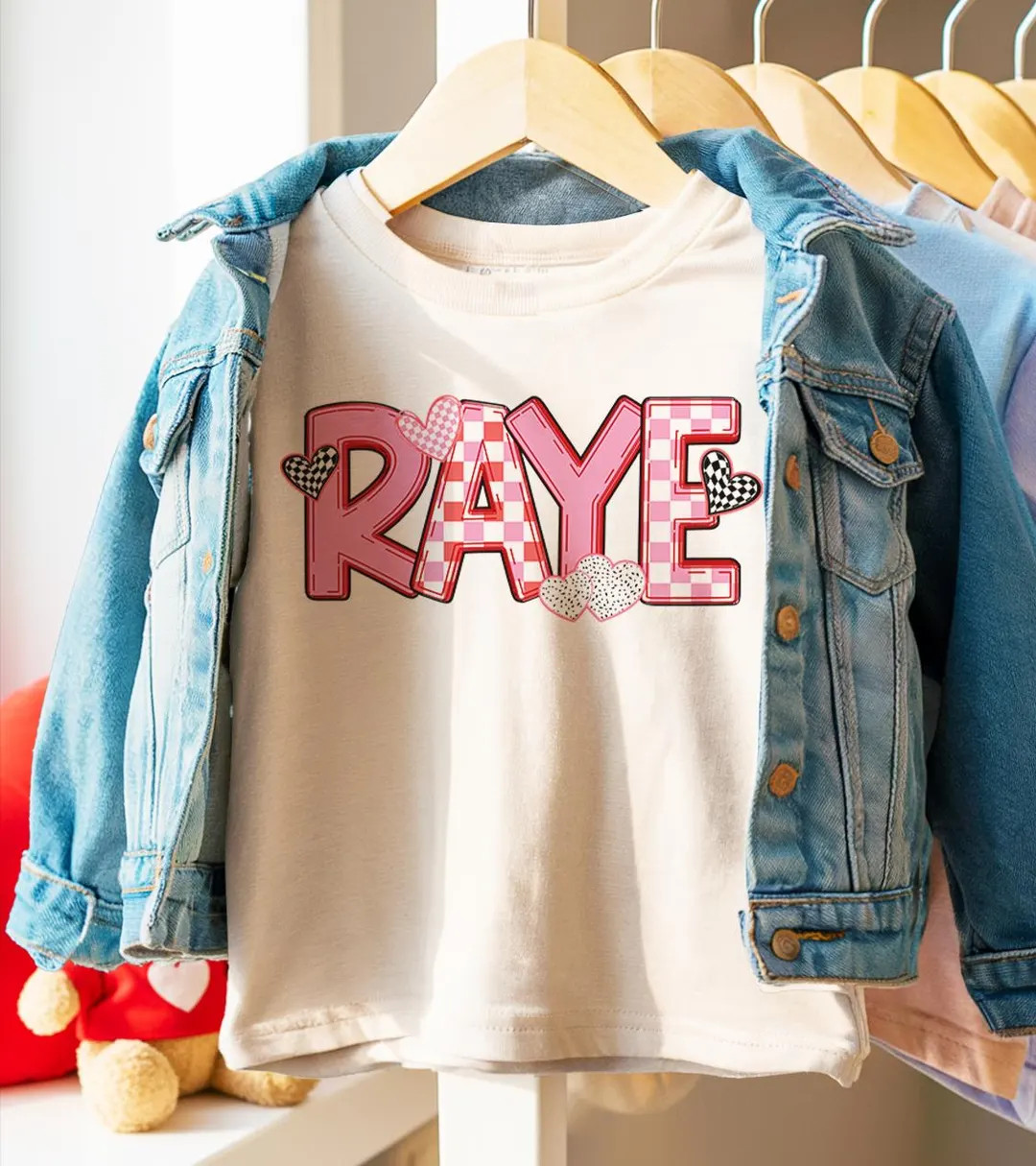 Custom Valentines Toddler Shirt - Pink Girls Tee - Personalized Name Heart Sweatshirt - Etsy | Etsy (US)