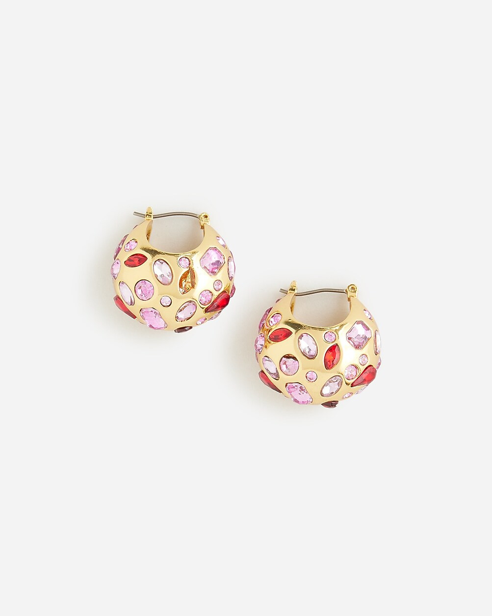Crystal-studded huggie hoop earrings | J. Crew US
