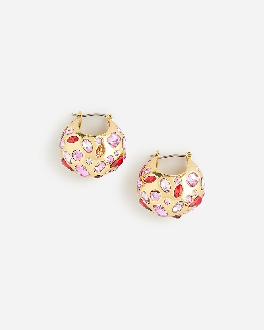 Crystal-studded huggie hoop earrings | J.Crew US