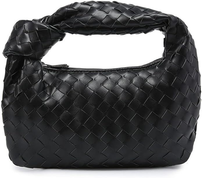 JBB Woven Handbag Bag for Women Leather Shoulder Bags Knotted Purse Soft Mini Hobo Clutch | Amazon (US)