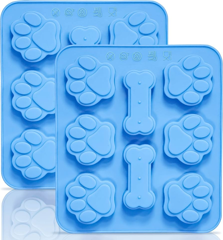Anaeat 2 Pack Silicone Molds with Puppy Dog Paw and Bone Shaped 2 in 1, Reusable Non-Stick Ice Cu... | Amazon (US)