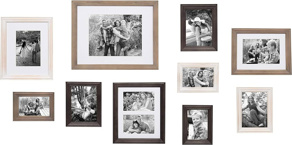 Amazon.com: Kate and Laurel Bordeaux Gallery Wall Kit, Set of 10 with Assorted Size Frames in 3 D... | Amazon (US)
