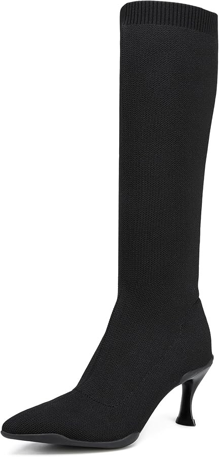 NEWBELLA Women's Minimalist Knee High Boots - Pointed Toe Slip-On Dress Boots with Stiletto Heel ... | Amazon (CA)