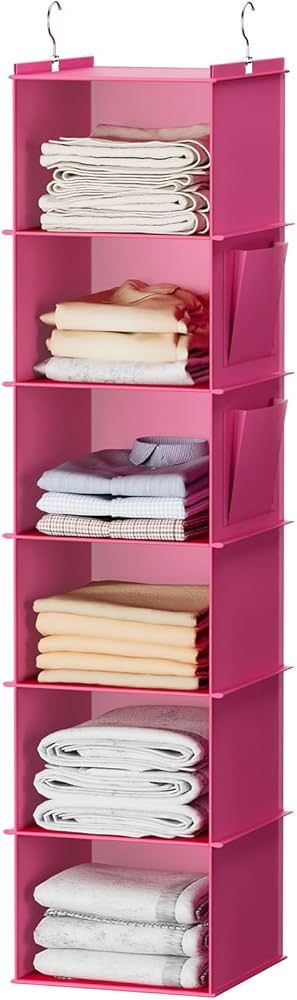 YOUDENOVA Hanging Closet Organizer, Closet Hanging Storage Shelves (Pink) | Amazon (US)