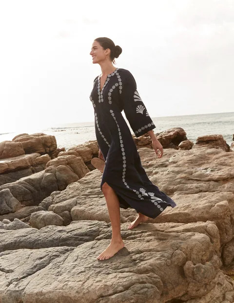 Una Linen Embroidered Dress | Boden (US)