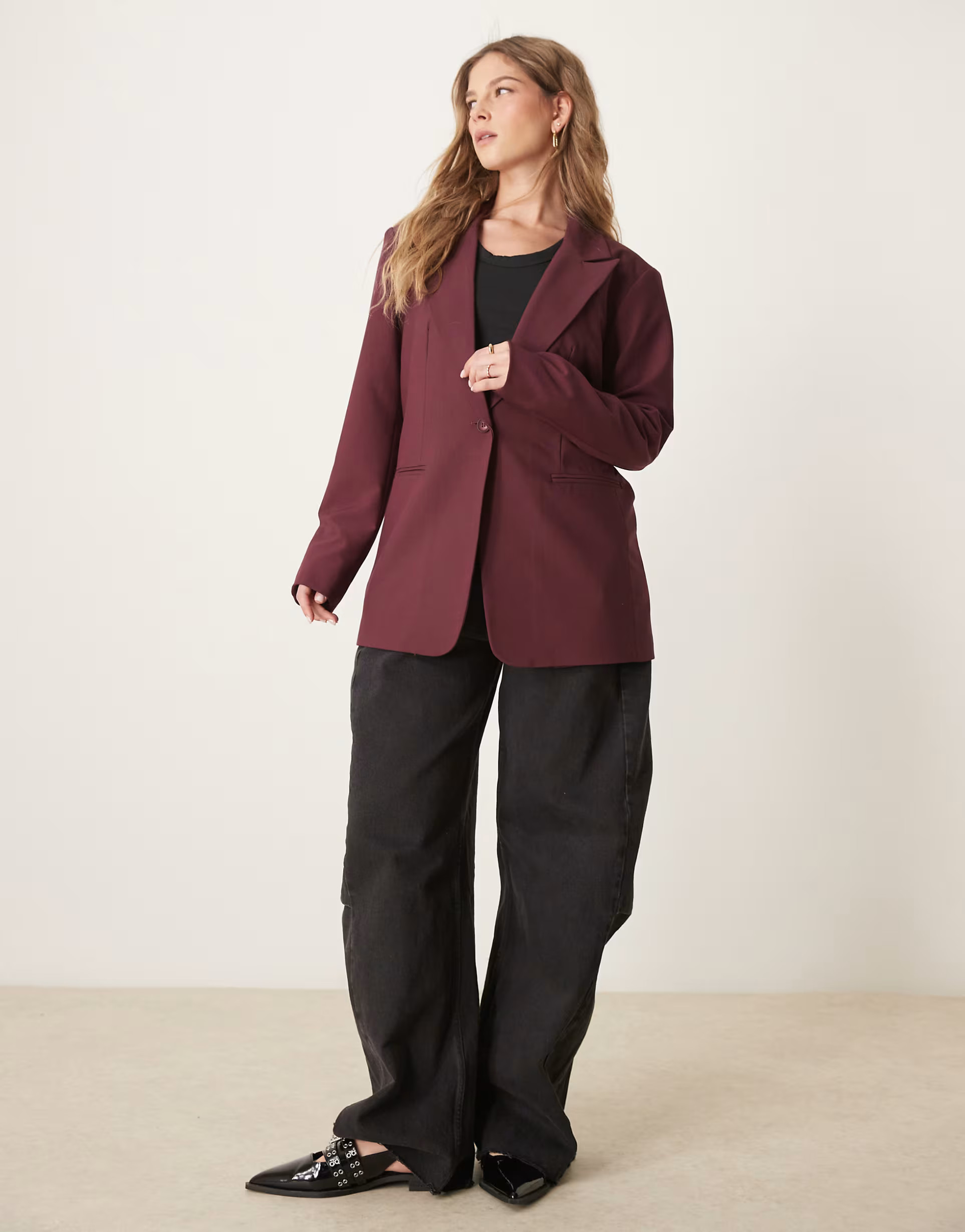ASOS DESIGN - Blazer à simple boutonnage - Bordeaux | ASOS (Global)