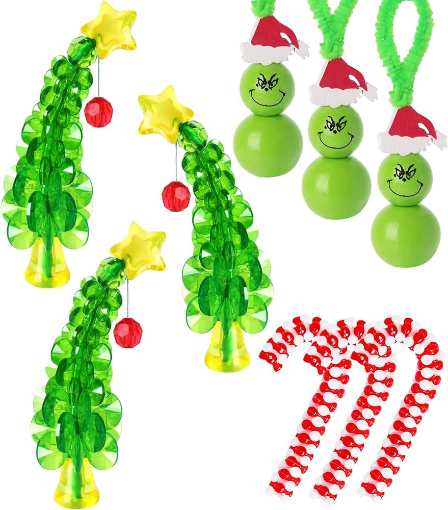 Christmas Crafts for Adults,30 Sets Christmas Beaded Ornament Kit to Make-Including 12 PCS Green ... | Amazon (US)