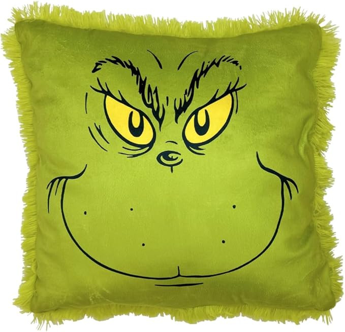 Franco Cuddle Buddy, Regular, Grinch Faux Fur Dec Pillow, 18 in x 18 in | Amazon (US)
