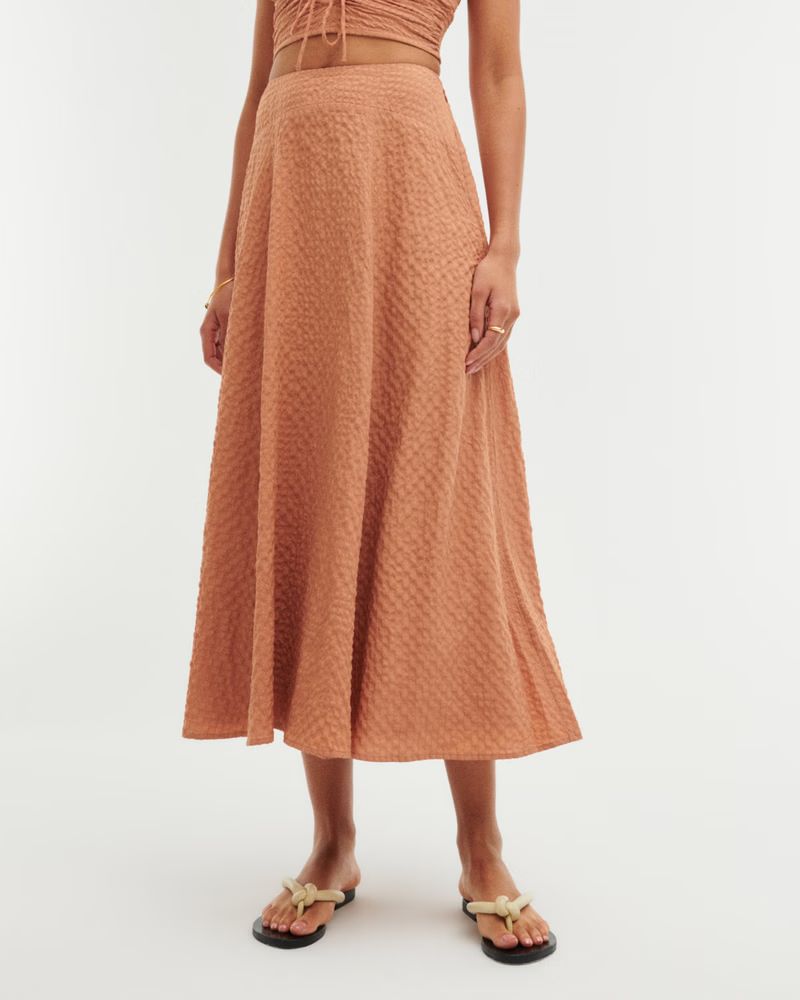 Textured Flowy Maxi Skirt | Abercrombie & Fitch (US)
