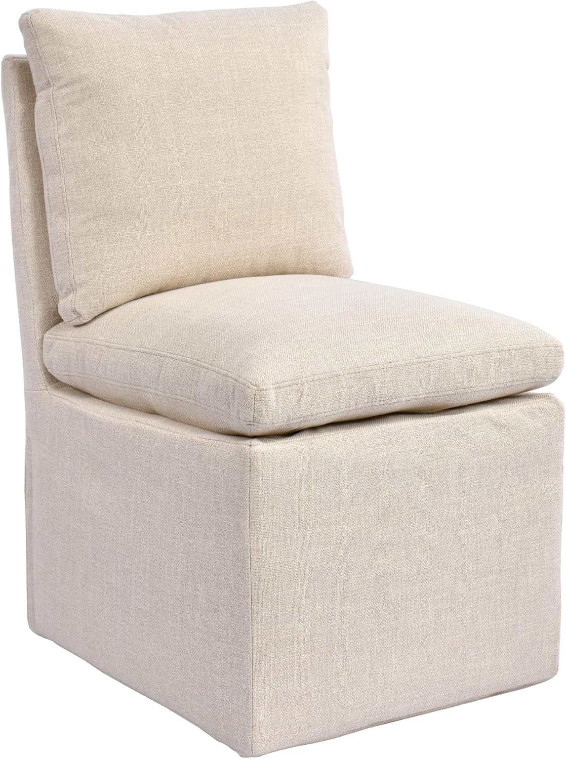 Duhome Upholstered Armless Dining Chair with Casters,Linen Accent Chair for Living Room,Single So... | Amazon (US)