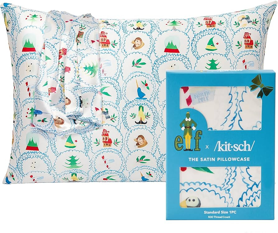 Kitsch x Elf North Pole - Satin Pillowcase with Zipper for Hair & Skin – Softer Than Silk, Cool... | Amazon (US)