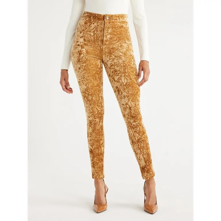 Scoop Women's Crushed Velvet Skinny Pants, Sizes 0-18 | Walmart (US)