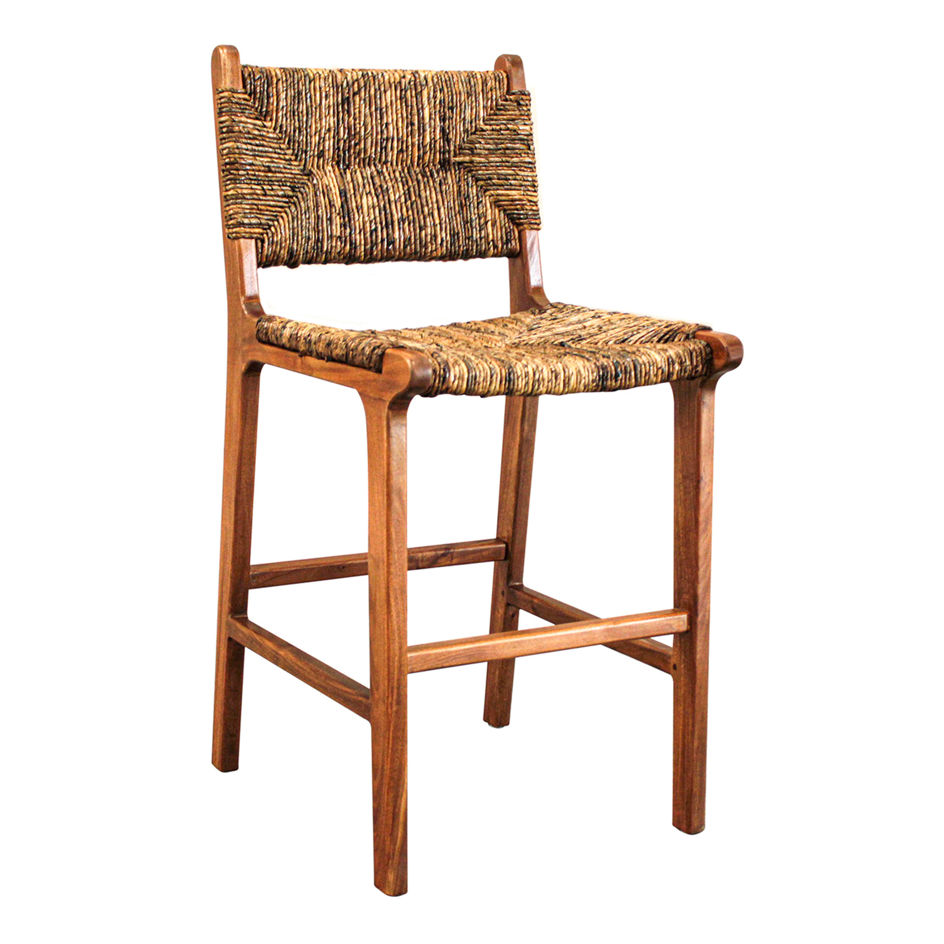 Basque Caramel Wood and Natural Fiber Barstool 2 Piece Set | World Market
