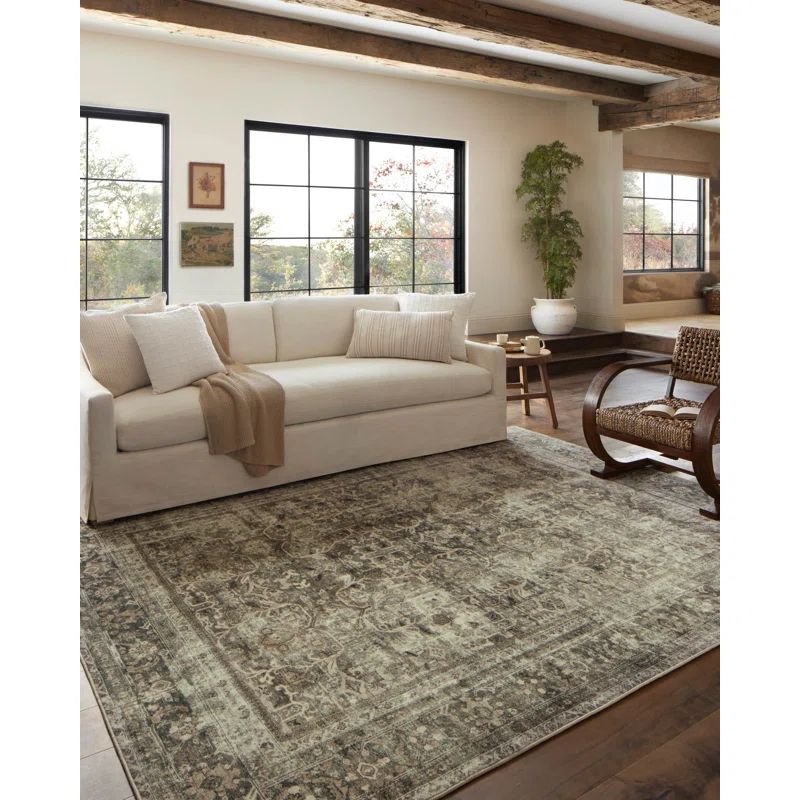 Magnolia Home By Joanna Gaines X Loloi Sinclair Machine Washable Pebble / Taupe Area Rug | Wayfair North America