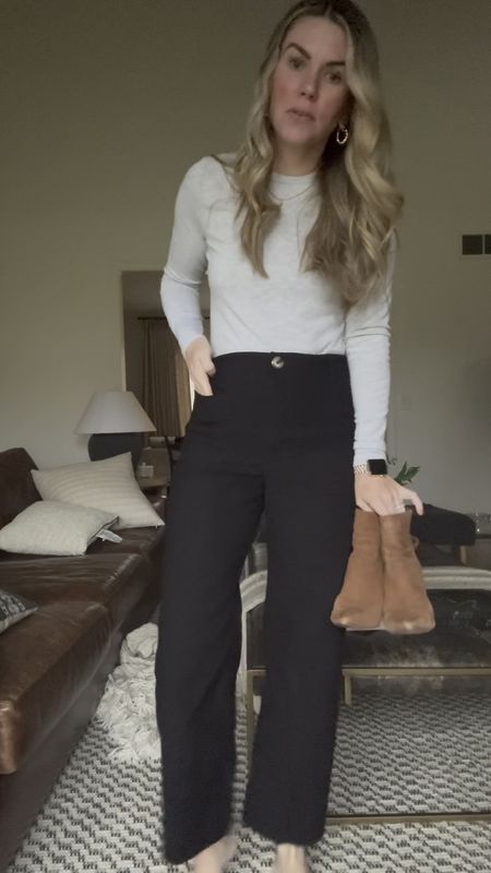 My favorite new wide leg cropped black pants. They are so stretchy and beyond comfortable.


#LTKstyletip #LTKworkwear #LTKtravel
