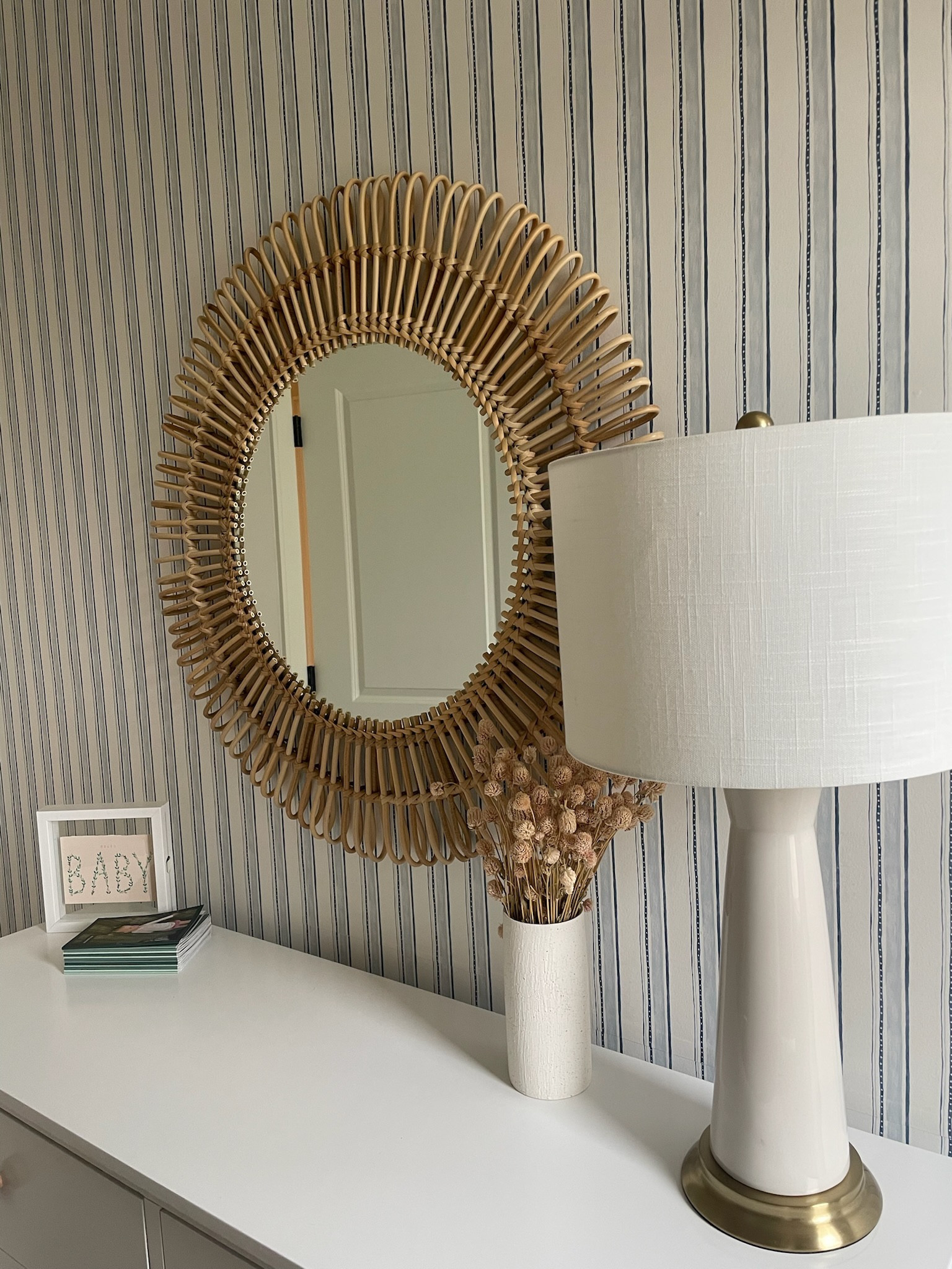 Emma’s nursery 🤍 love this rattan mirror we put in Emma’s nursery!

#LTKhome