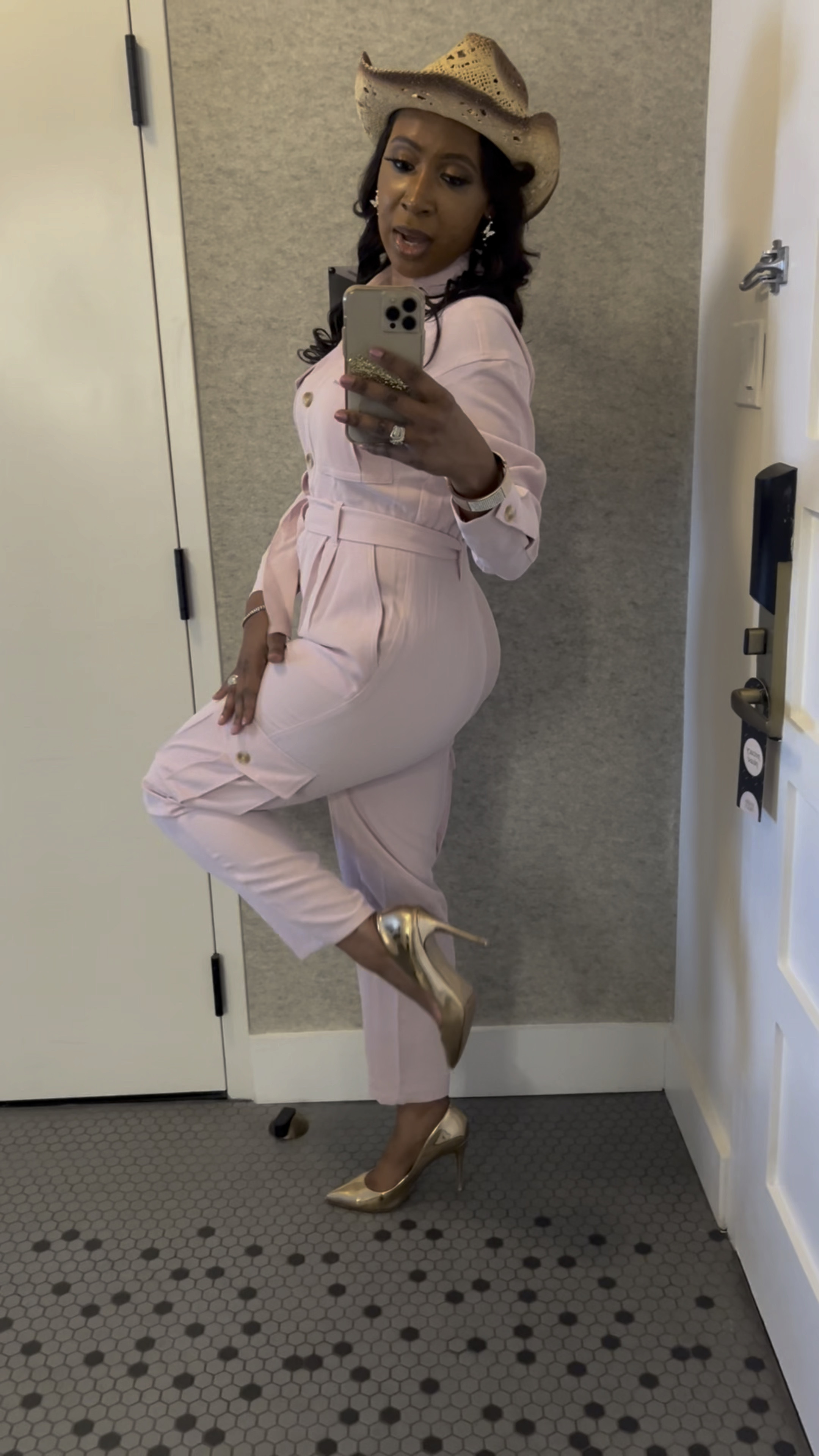  Cherry Blossom season ready in this pink  utility jumpsuit and gold accessories. 🌸 

#outfitinspo #springoutfit #vacationoutfit #easteroutfit

#LTKSeasonal #LTKover40 #LTKstyletip