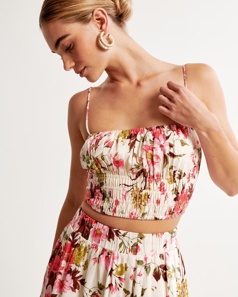 Linen-Blend Ruched Set Top | Abercrombie & Fitch (US)