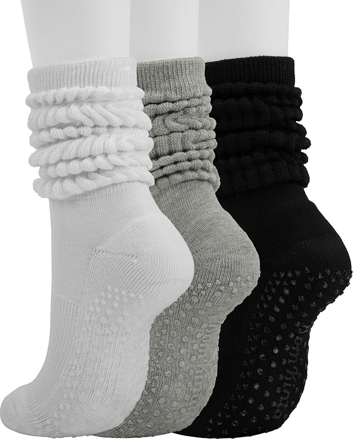 BomKinta Pilates Socks with Grips for Women - Yoga Grippy Slouch Scrunch Sock - Slipper Socks for... | Amazon (US)