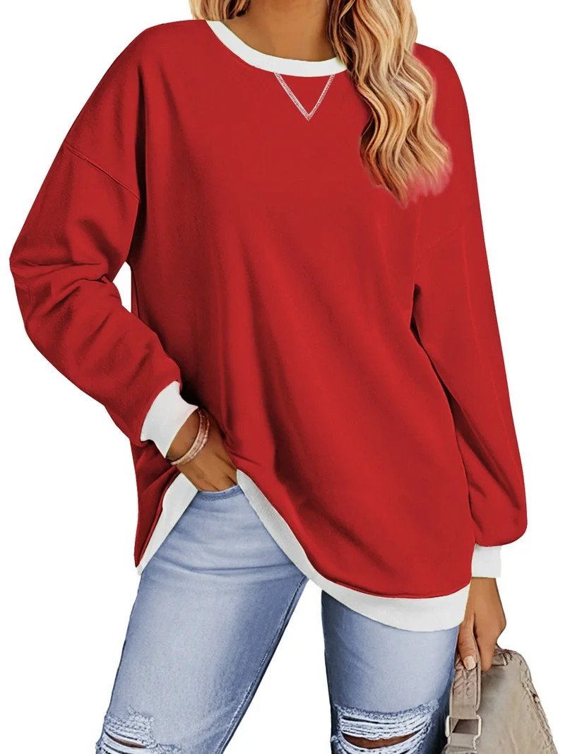 Fantaslook Color Block Sweatshirts for Women Crewneck Long Sleeve Oversized Pullover Tops Casual ... | Walmart (US)