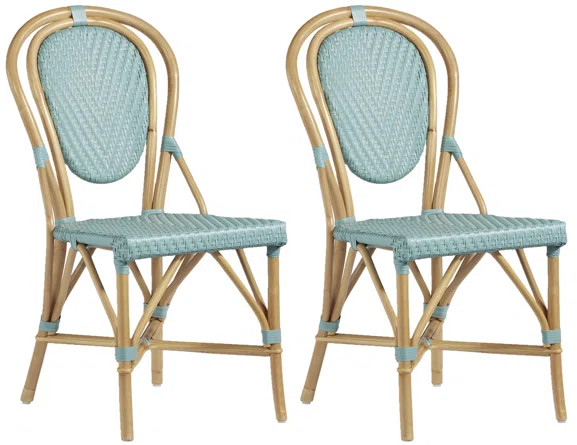 Mistana™ Rae Rattan Side Chair in Blue/Brown | Wayfair North America