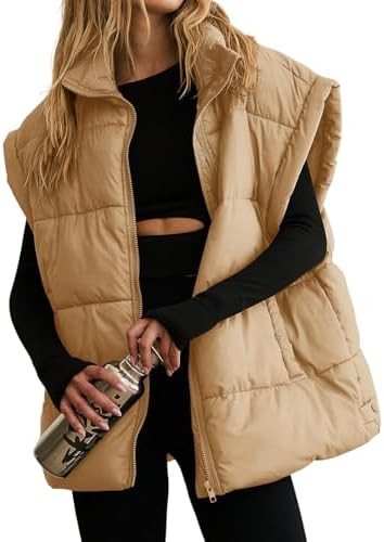 Dokotoo Women's Casual Winter Oversized Puffer Vest Stand Collar Flysleeve Insulated Padded Puffy... | Amazon (US)