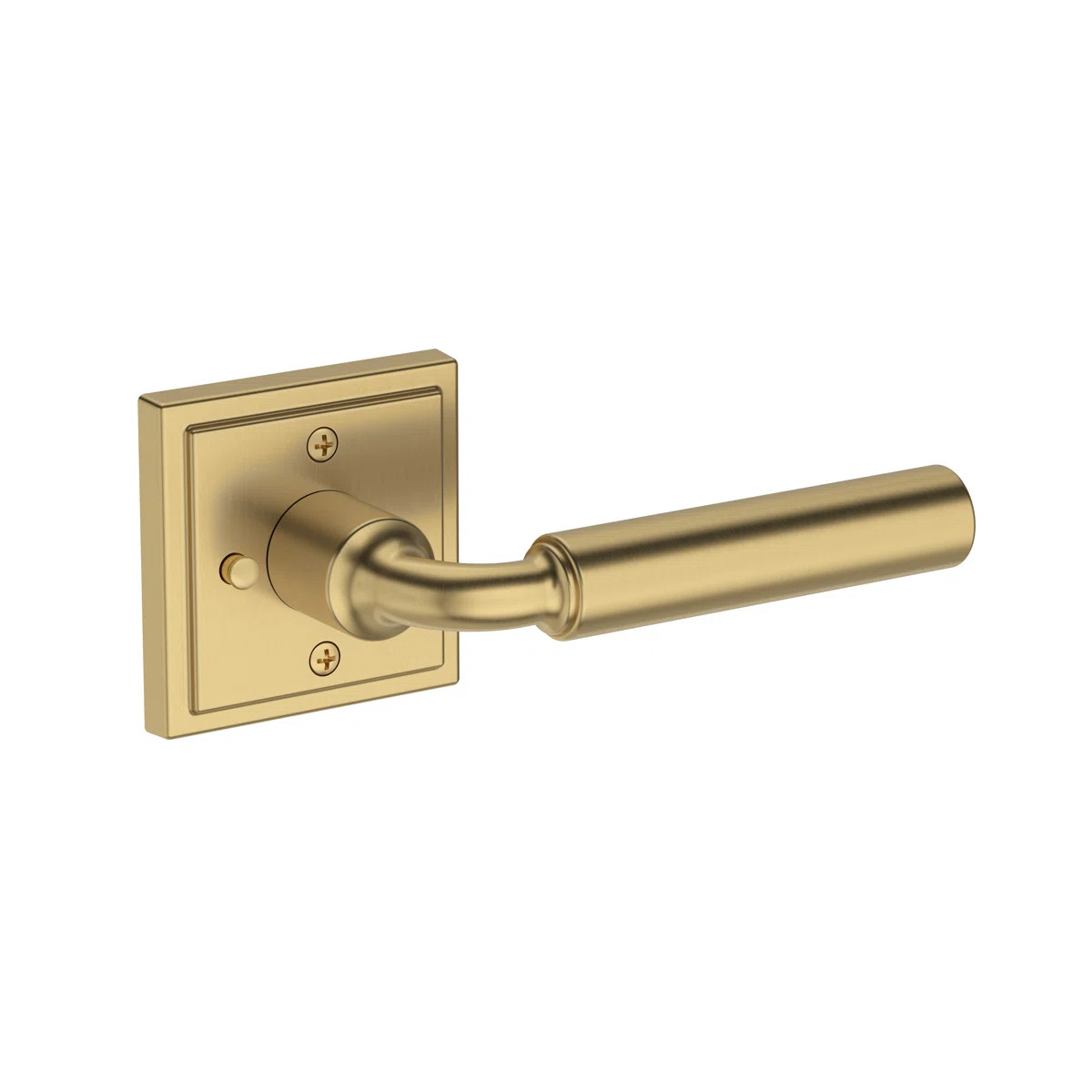 La Conner Privacy Lever with Stepped Square Rose in Lifetime (PVD) Satin Brass | Wayfair North America