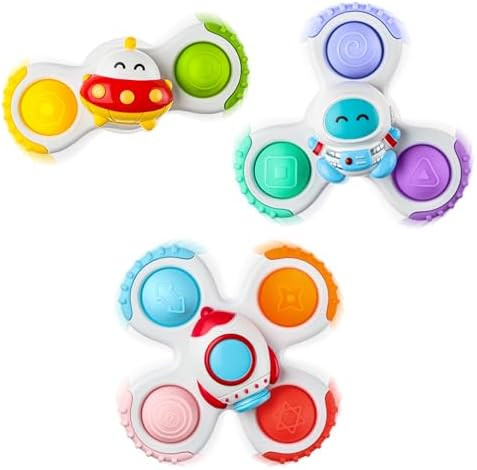 ALASOU 3PCS Pop Suction Cup Spinner Sensory Airplane Travel Toys for 1 Year Old Boy Girl Infant T... | Amazon (US)