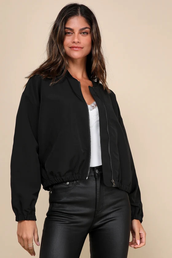 Cool Perfection Black Bomber Jacket | Lulus