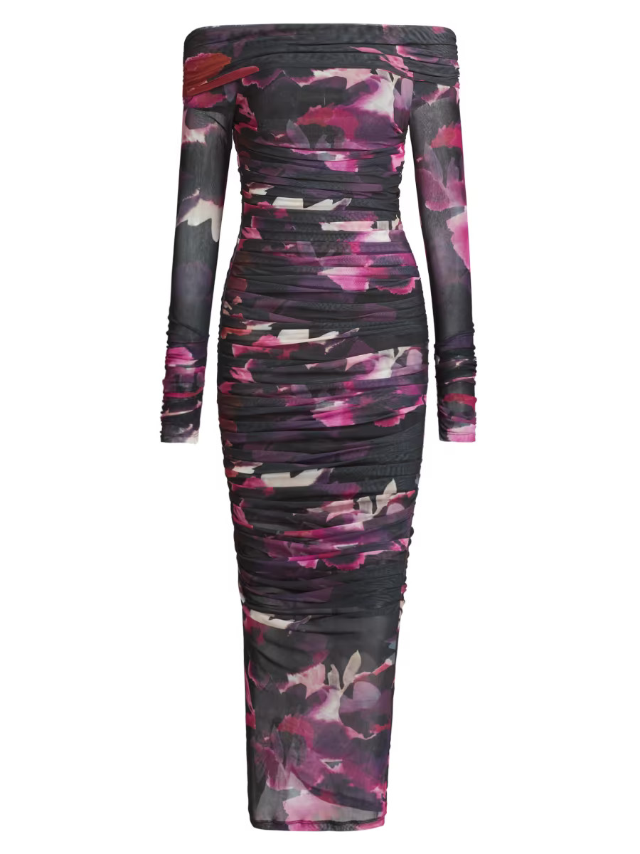 Oaklyn Ruched Mesh Maxi Dress | Saks Fifth Avenue