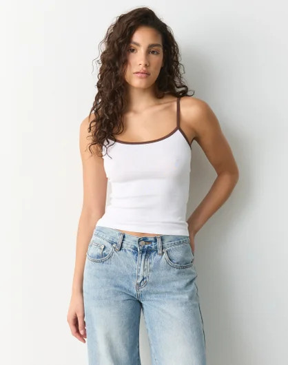 Contrast Thin Strap Cotton Tank | Glassons (Australia)