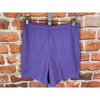 Vintage 60S 70S Ribbed Stripe Purple High Rise Shorts - Sz 16 Mom Hot Pants Grunge Emo Indie Mod | Etsy (US)