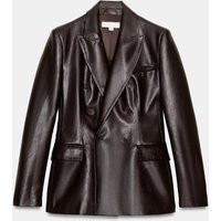Zara - Faux Leather Double-Breasted Blazer - Brown - L - Woman | Zara US
