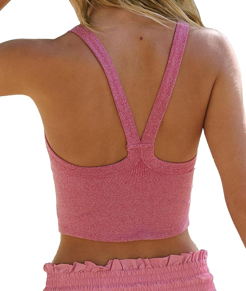 Tank Tops for Women Scoop Neck Crop Tops Athletic Workout Tops Cute Seamless Cami Ribbed Tank Top | Amazon (US)